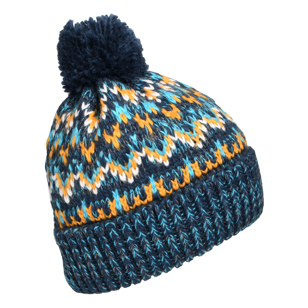Bonnet à Pompon Fair Isle Arctic bleu marine-bleu-jaune FAILSWORTH