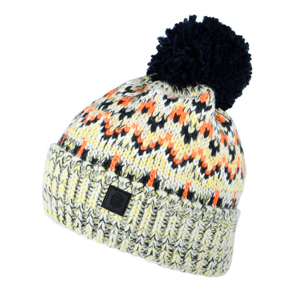 Bonnet à Pompon Fair Isle Arctic gris clair-bleu marine-orange FAILSWORTH