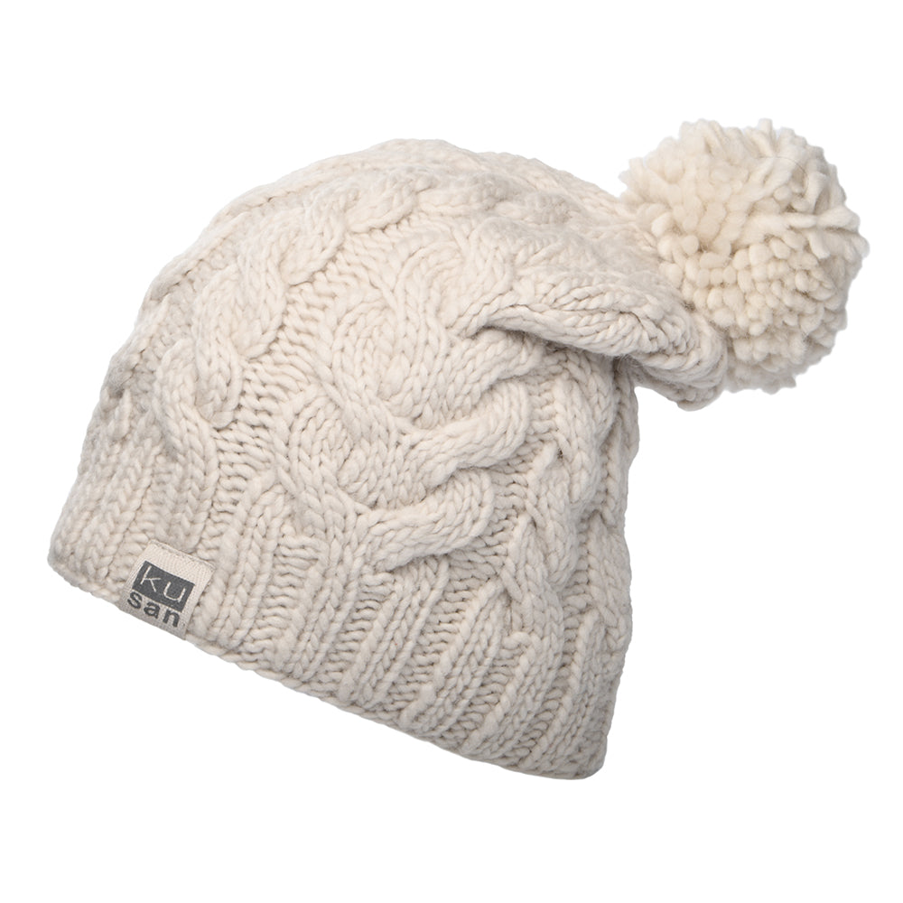 Bonnet Long à Pompon avoine KUSAN