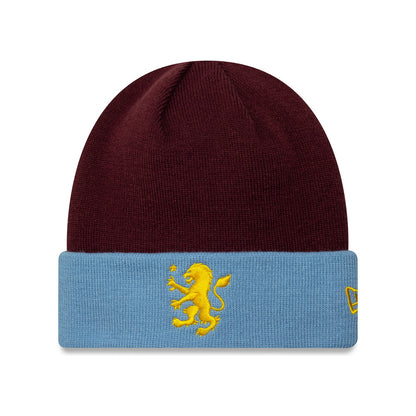 Bonnet Team Cuff Knit Aston Villa FC bordeaux-bleu ciel NEW ERA