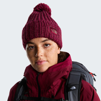Bonnet à Pompon Cozy Chunky Cabin bordeaux THE NORTH FACE