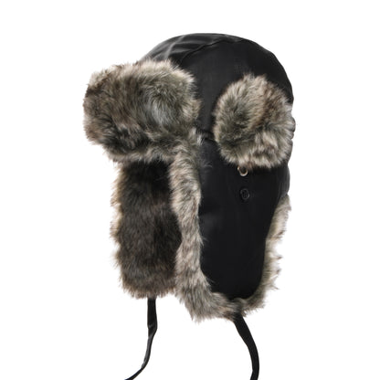 Chapeau Chapka en Similicuir Délavé noir JAXON & JAMES - VENTE EN GROS