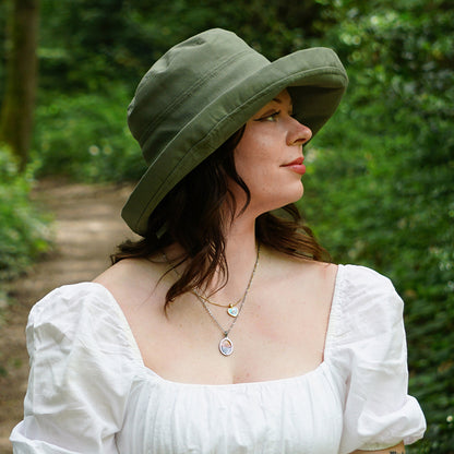 Chapeau Été en Lin Pliable Lily olive SUR LA TÊTE - VENTE EN GROS