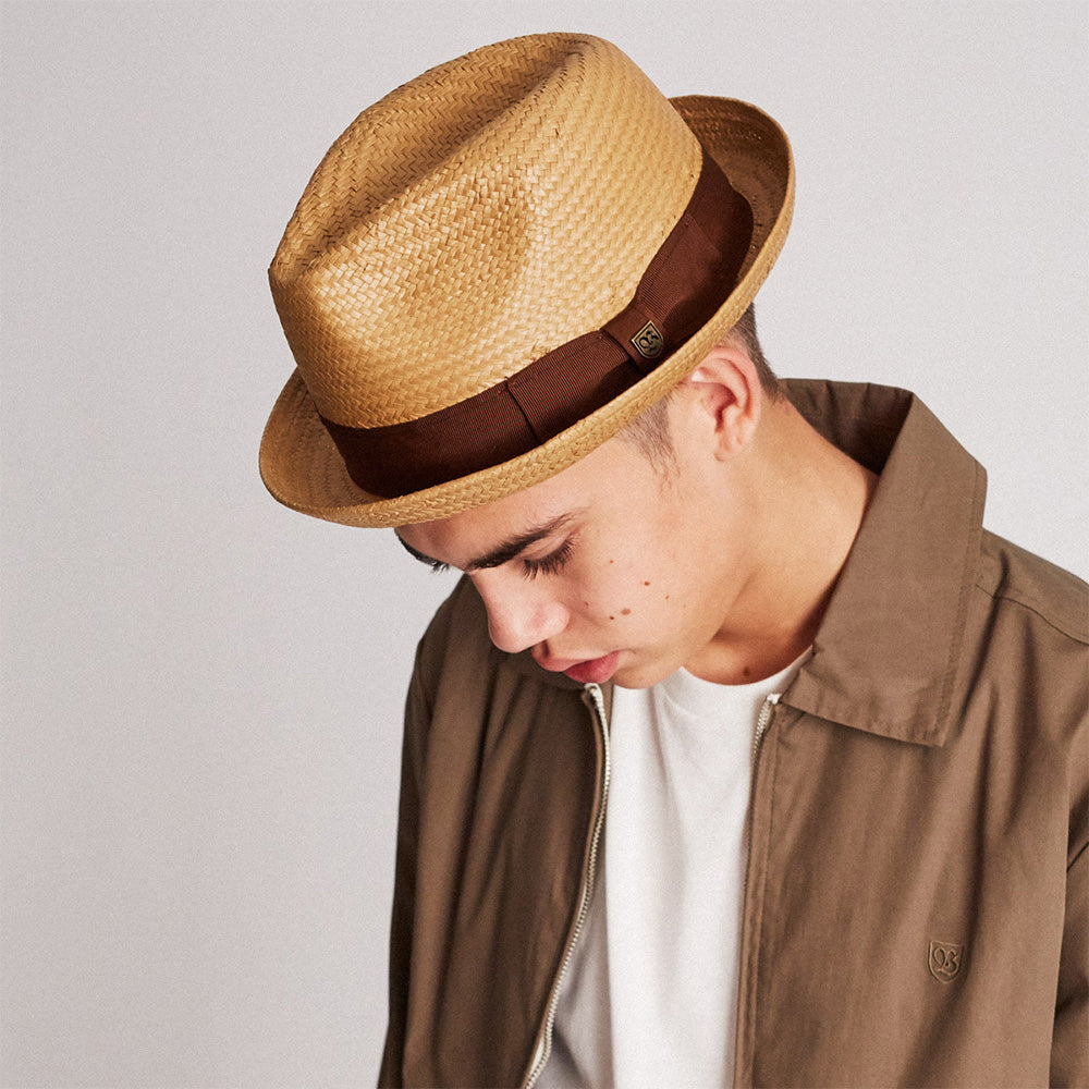 Chapeau Trilby en Paille Castor latte BRIXTON