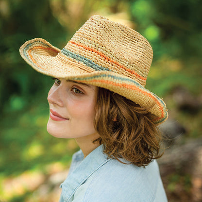 Chapeau de Cowboy en Raphia Crocheté Trezza naturel clair SCALA