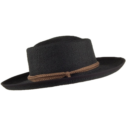 Chapeau Été Gaucho en Paille Toyo avec Jugulaire en Coton Tressé Jesolo noir SCALA