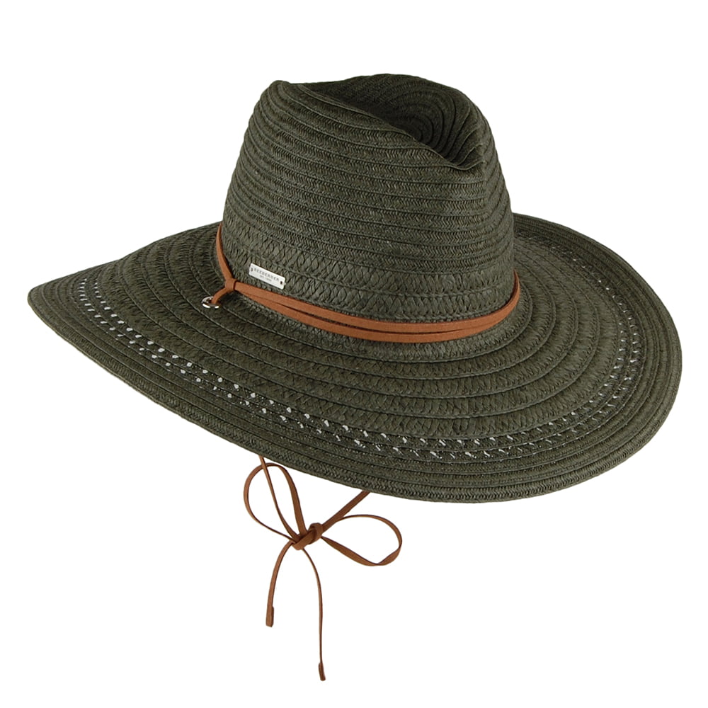 Chapeau Été à Bord Large avec Jugulaire olive SEEBERGER