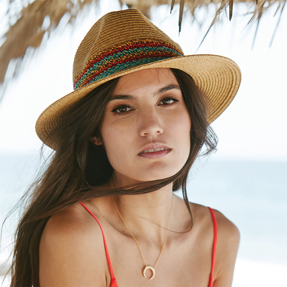Chapeau Fedora Safari Lucio naturel-orange SCALA