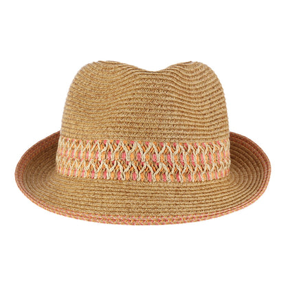Chapeau Trilby En Papier Tressé naturel-rose SCALA