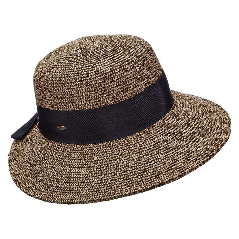 Chapeau de Paille Été avec Noeud en Gros-Grain naturel-noir SCALA