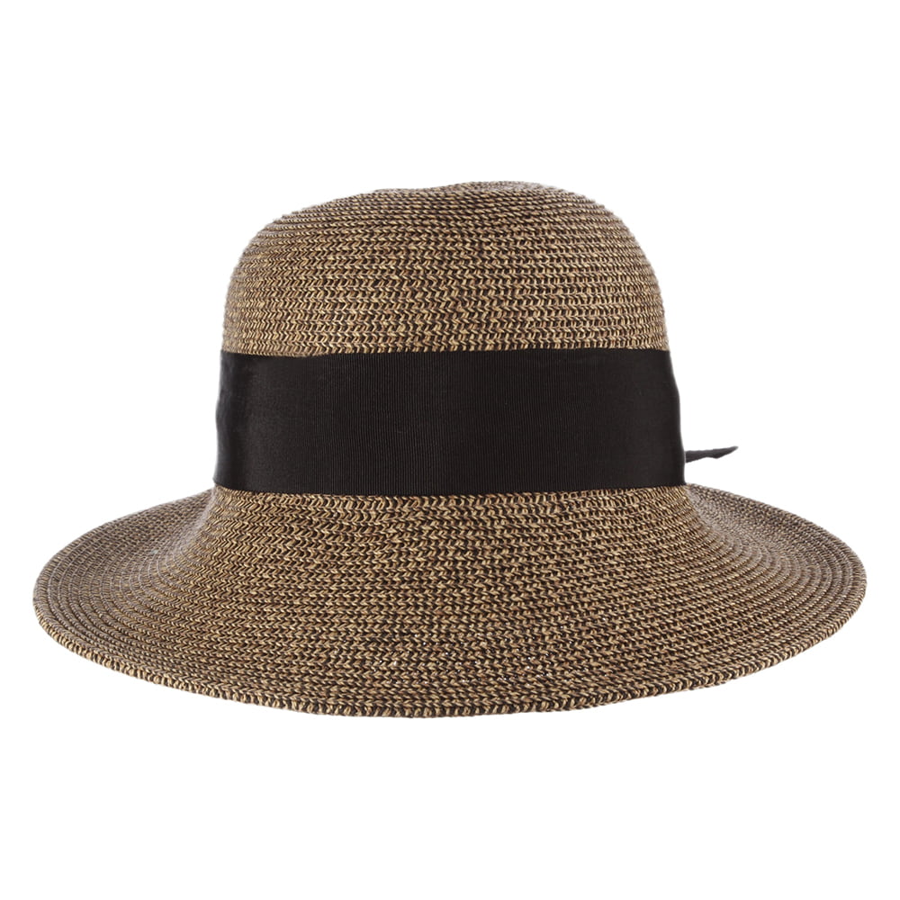 Chapeau de Paille Été avec Noeud en Gros-Grain naturel-noir SCALA