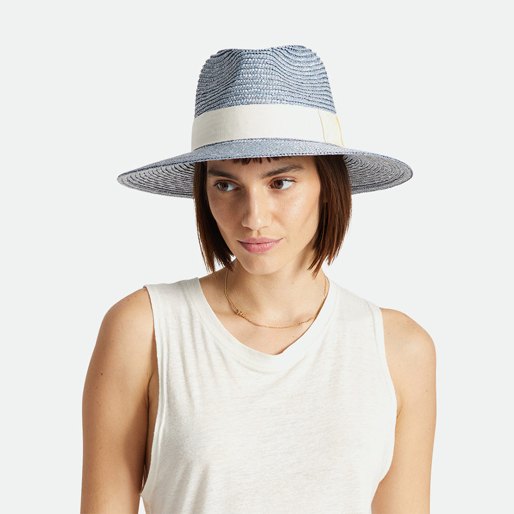Chapeau Été à Bord Court en Paille Joanna bleu glacé BRIXTON