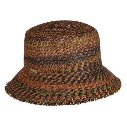 Chapeau Bob en Paille Toyo vert-orange SEEBERGER