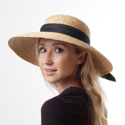 Chapeau Été Canotier en Paille Milan naturel SUR LA TÊTE
