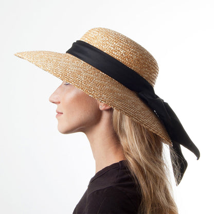 Chapeau Été Canotier en Paille Milan naturel SUR LA TÊTE