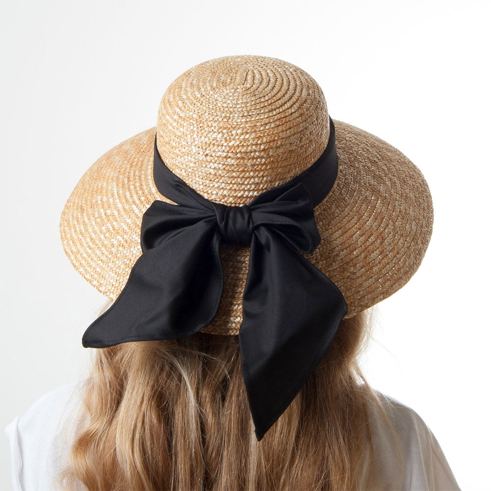 Chapeau Été Canotier en Paille Milan naturel SUR LA TÊTE