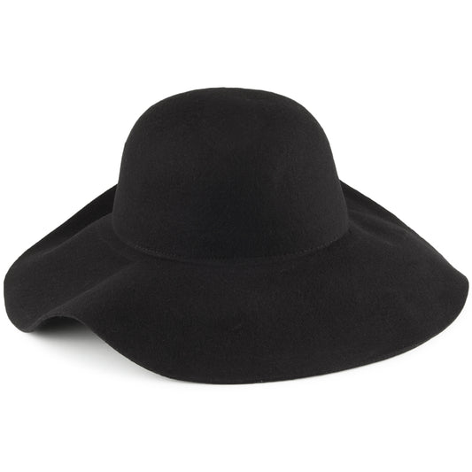 Chapeau Capeline en Laine Feutrée à Bord Brut Sonora noir SCALA
