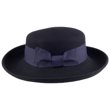 Chapeau Kettle en Laine Feutrée Blossom bleu marine SCALA