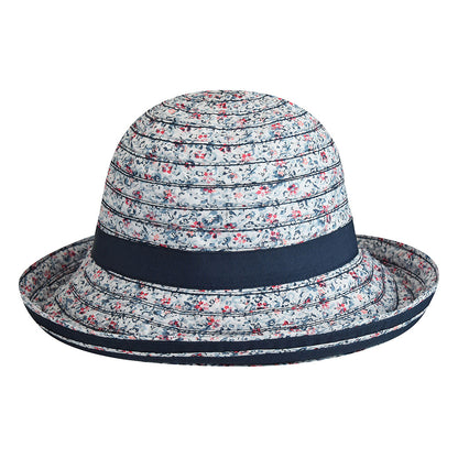 Chapeau Été Réversible Roll Up Floral bleu marine BETMAR