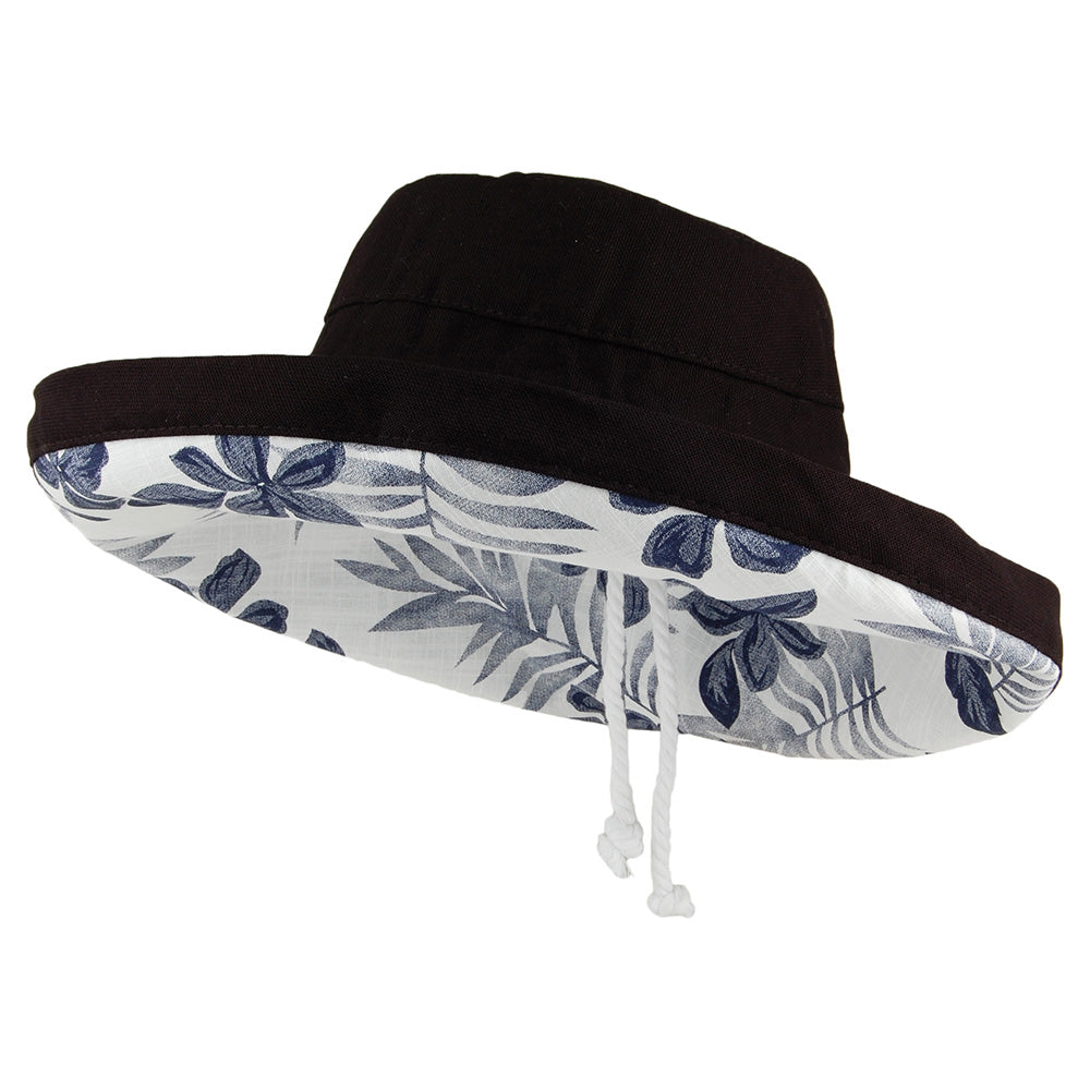 Chapeau Été Pliable en Coton Aninata noir SCALA
