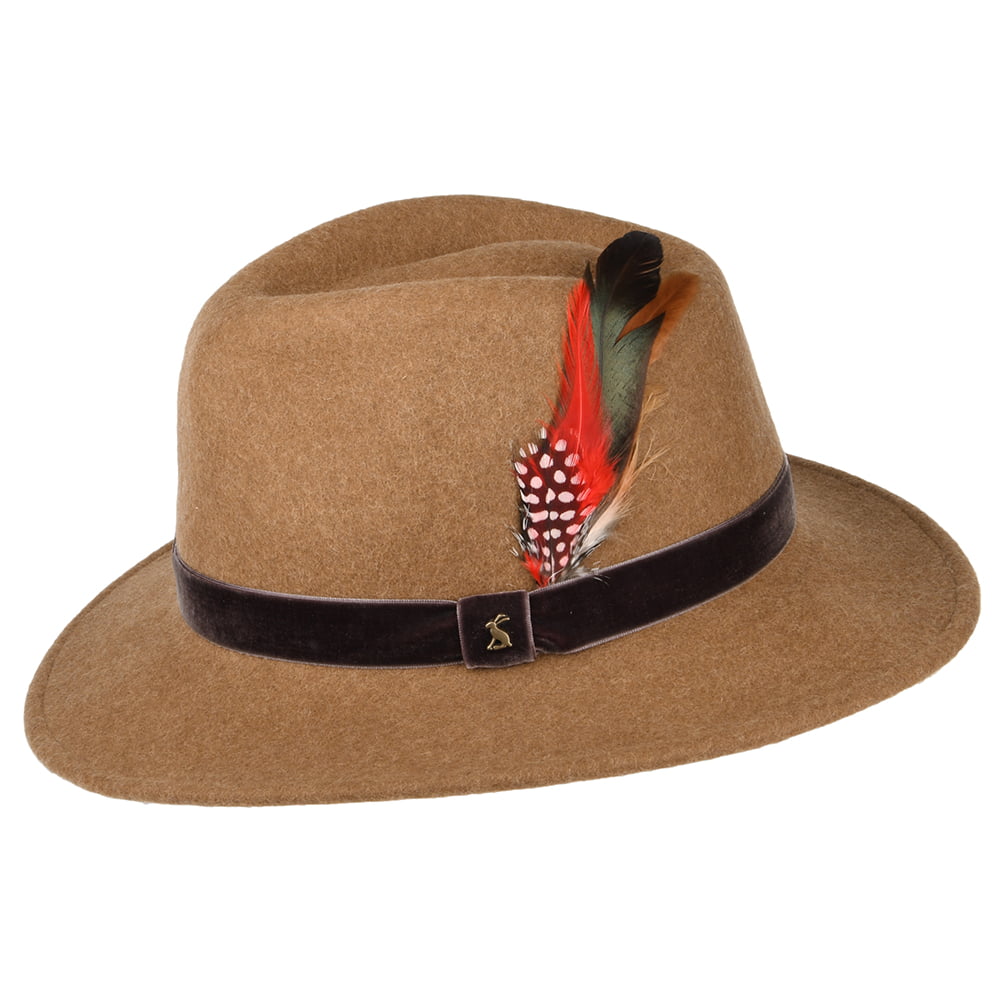 Chapeau Fedora en Feutre avec Bandeau en Velours beige sable JOULES