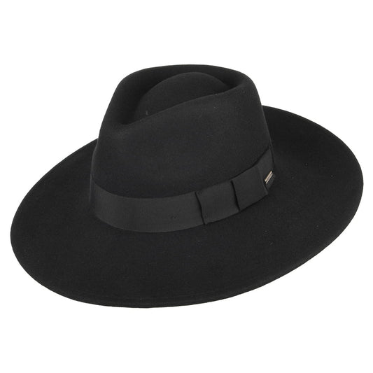 Chapeau Fedora à Bord Large en Laine Feutrée Joanna noir BRIXTON