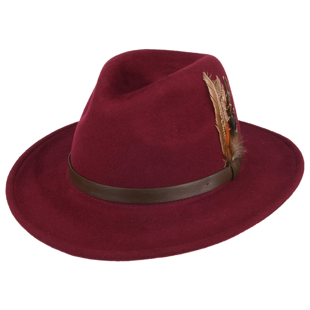 Chapeau Fedora en Laine Feutrée Hydrofuge Cheltenham merlot FAILSWORTH