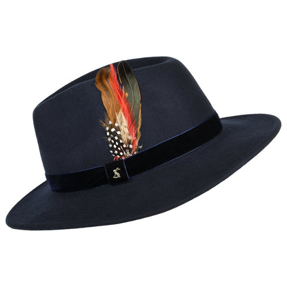 Chapeau Fedora en Laine Feutrée avec Bandeau en Velours XXI bleu marine JOULES