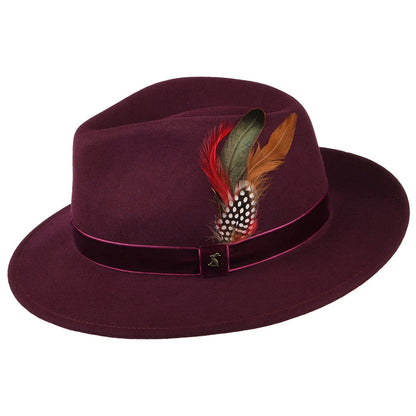 Chapeau Fedora en Laine Feutrée avec Bandeau en Velours XXI rouge foncé JOULES