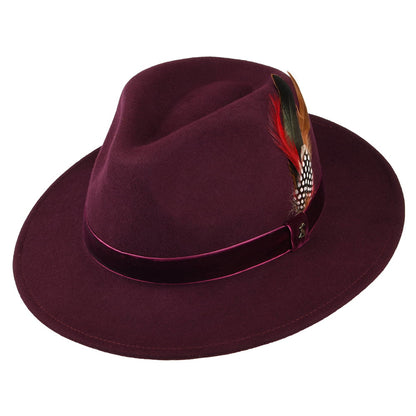 Chapeau Fedora en Laine Feutrée avec Bandeau en Velours XXI rouge foncé JOULES