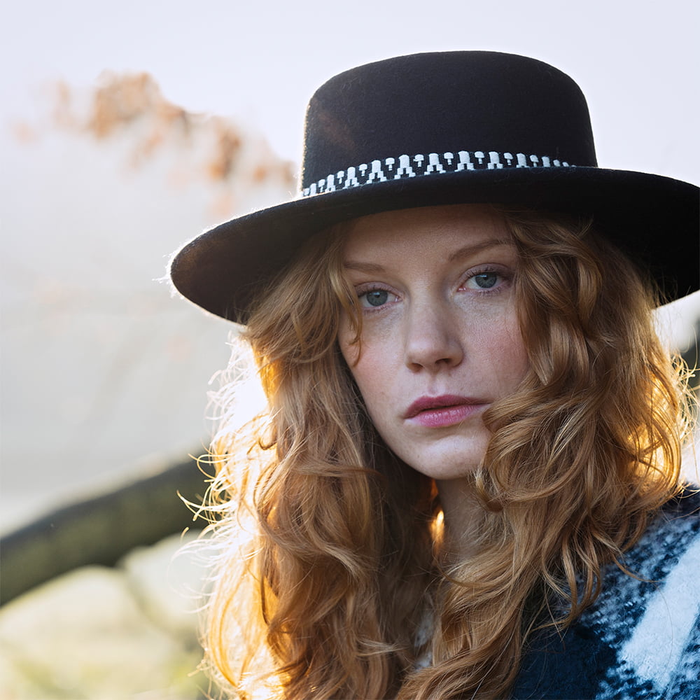 Chapeau Canotier en Laine Feutrée Fawne noir BARTS