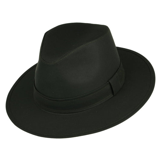 Chapeau Fedora Drifter en Coton Ciré olive FAILSWORTH