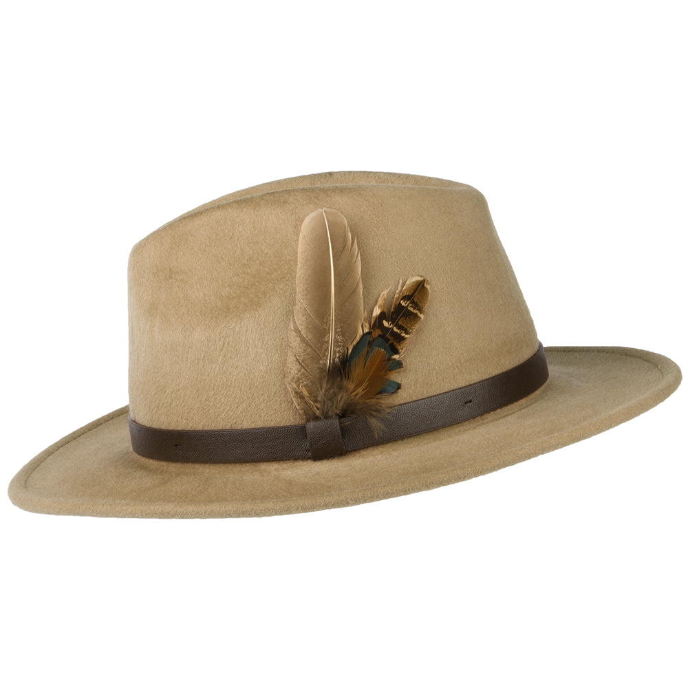 Chapeau Fedora en Laine Feutrée Hydrofuge Cheltenham camel FAILSWORTH