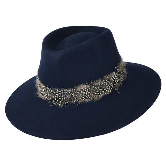 Chapeau Fedora Plume Country bleu marine FAILSWORTH