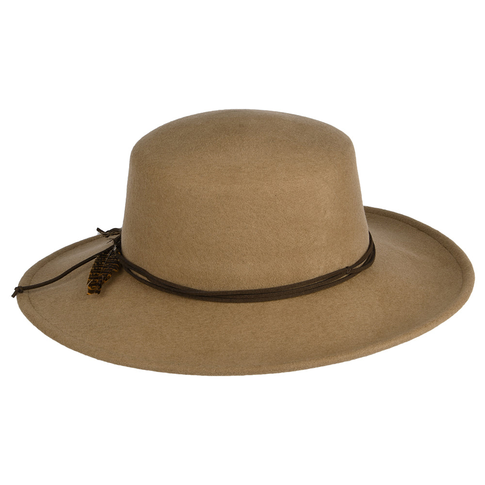 Chapeau Canotier en Laine Feutrée Dunia camel SCALA