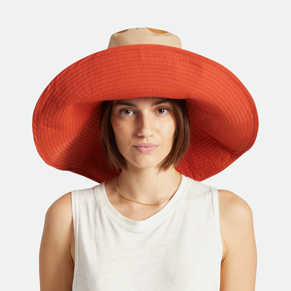 Chapeau Bob à Bord Large Pliable Maddie sable-marron-blanc BRIXTON