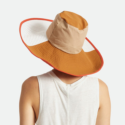 Chapeau Bob à Bord Large Pliable Maddie sable-marron-blanc BRIXTON