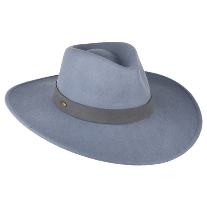 Chapeau Fedora Safari en Laine Feutrée Inaki bleu glacé SCALA