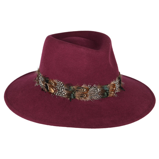 Chapeau Fedora Hydrofuge avec Plume vin FAILSWORTH