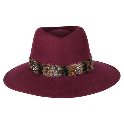 Chapeau Fedora Hydrofuge avec Plume vin FAILSWORTH