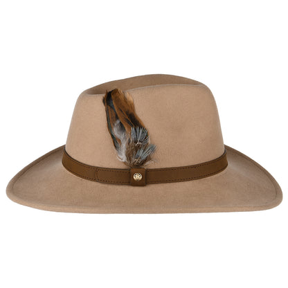 Chapeau Australien Hydrofuge en Laine Feutrée Avec Plumes camel FAILSWORTH
