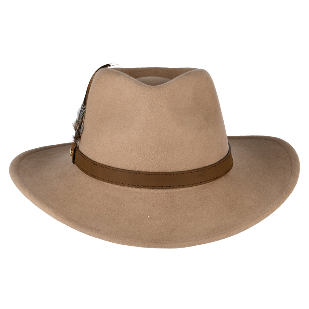Chapeau Australien Hydrofuge en Laine Feutrée Avec Plumes camel FAILSWORTH