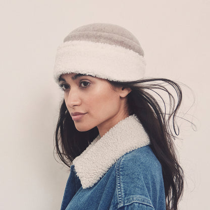 Chapeau Hiver en Laine Vierge Bouillie sable-blanc cassé SEEBERGER