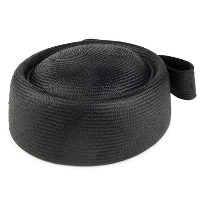 Chapeau Calot en Paille Jackie O noir WHITELEY