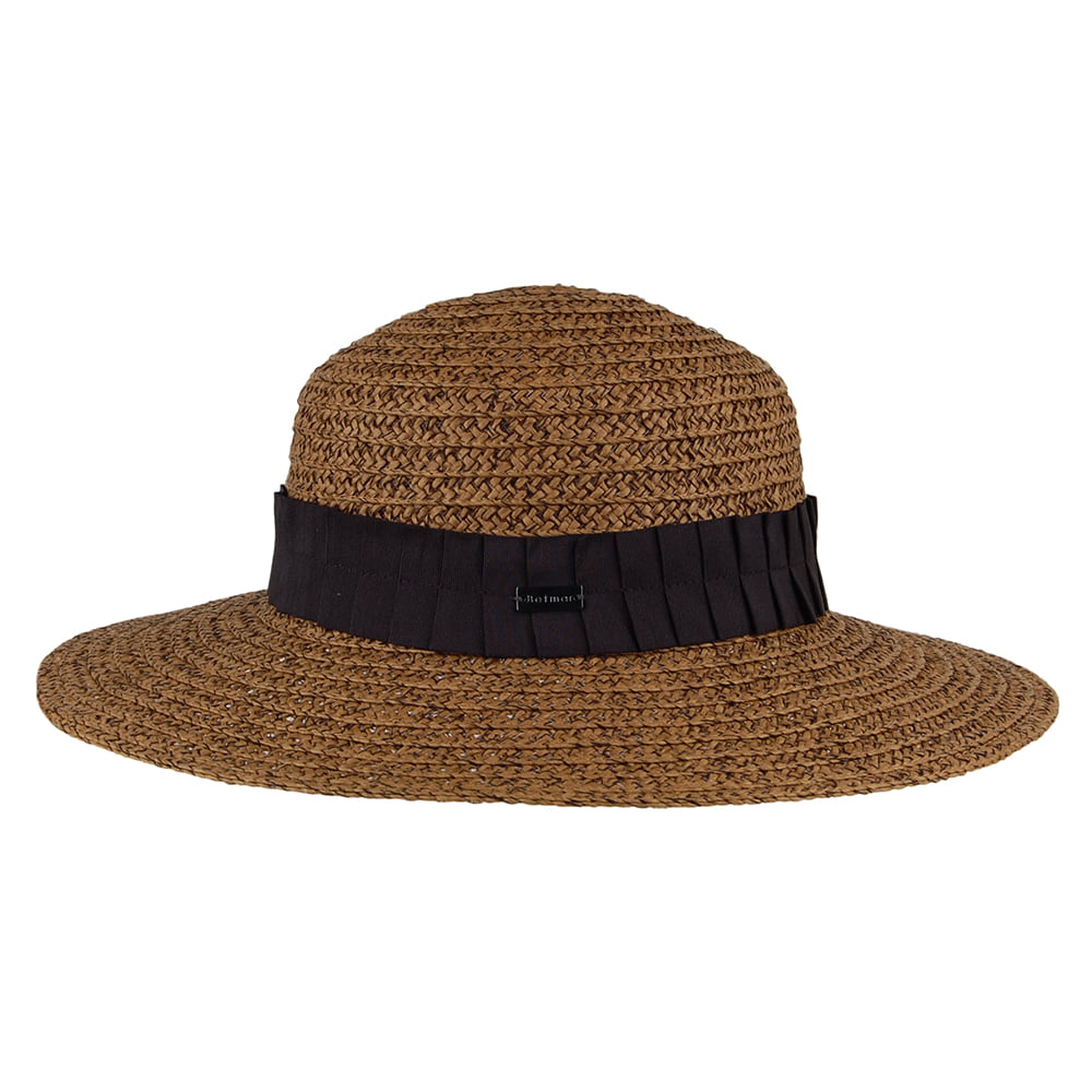 Chapeau Canotier à Bord Large Marie beige sable BETMAR