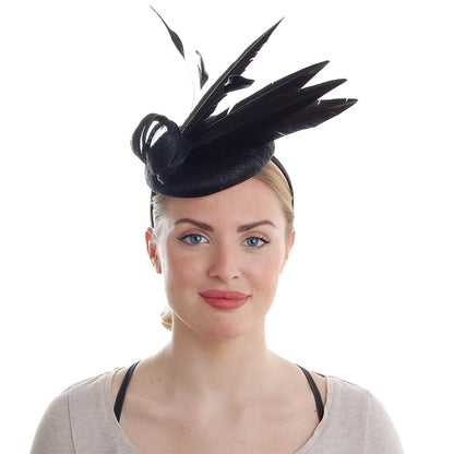 Chapeau Calot à Plumes Ariel noir FAILSWORTH