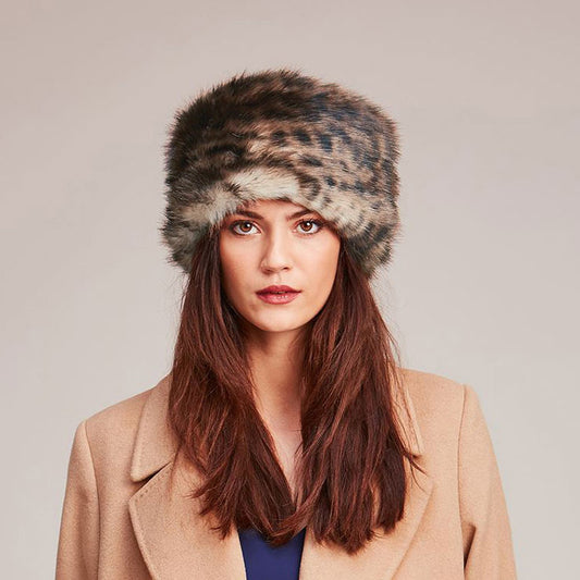 Chapeau Calot Femme Hiver en Fausse Fourrure léopard HELEN MOORE