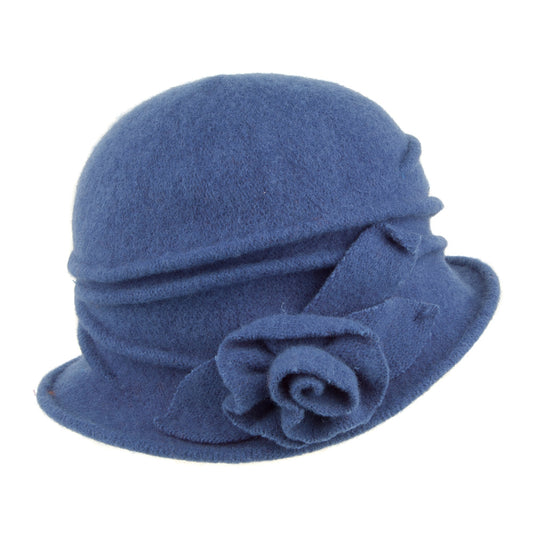 Chapeau Cloche en Laine avec Rosette Sienna bleu SCALA