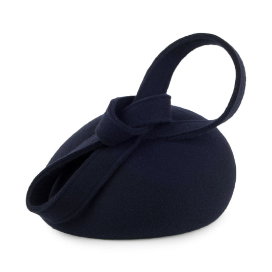 Chapeau Calot avec Boucles Carlita en Laine bleu marine WHITELEY