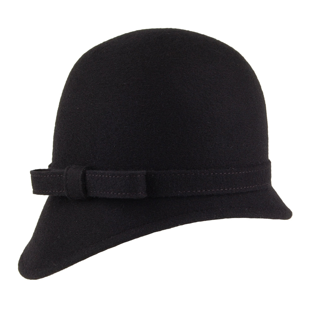 Chapeau Cloche en Laine avec Noeud Harper noir WHITELEY